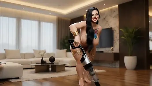 BBW Mature Wife House Cleaning Tease Vacuum Show 3D silicone sex doll   CGI 8K