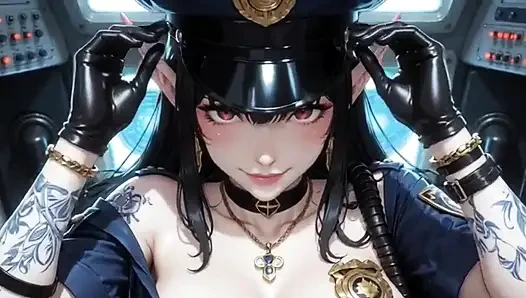 Anime petugas polisi lucu menunjukkan payudara, ai animasi