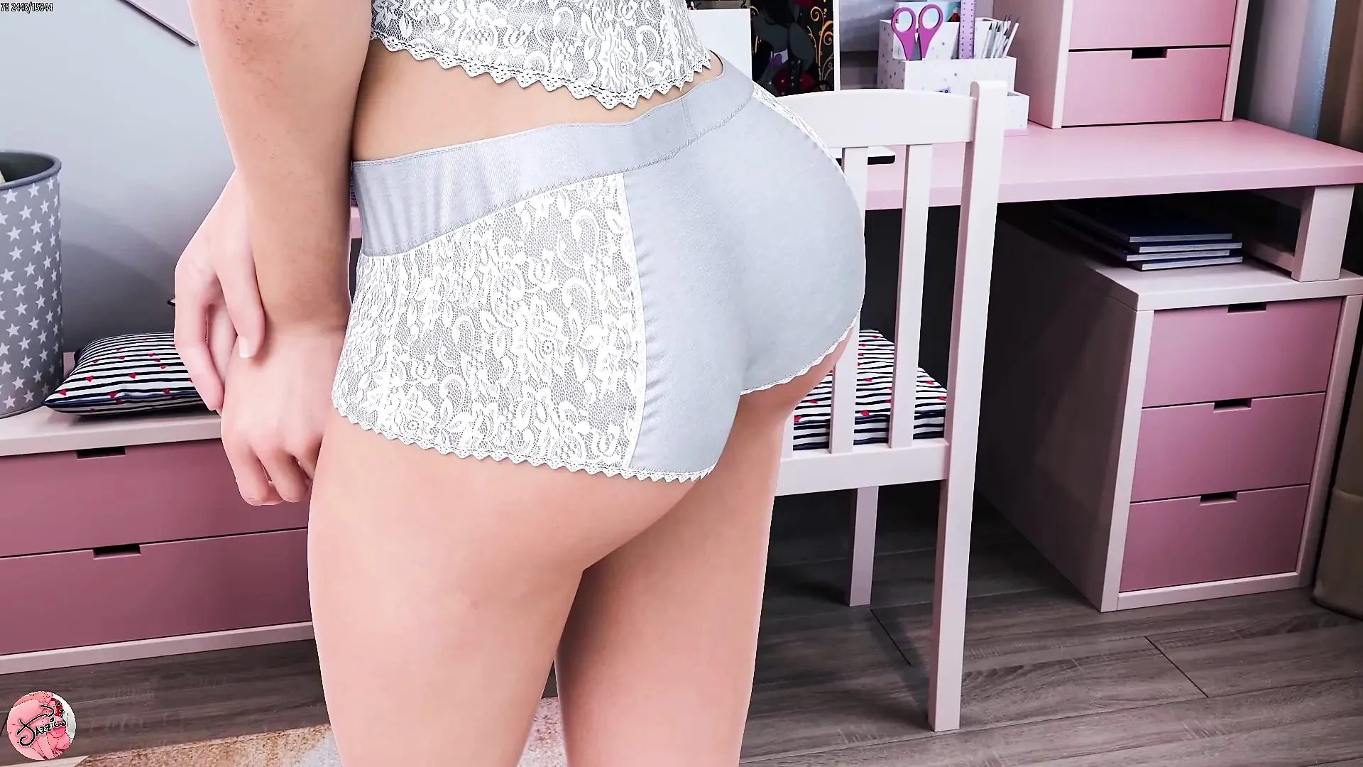My stepsister can’t resist seeing my huge cock and jerks me off until she cums on her face – Jazziuu