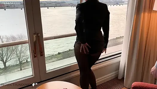 Secretary business look risky window-fuck