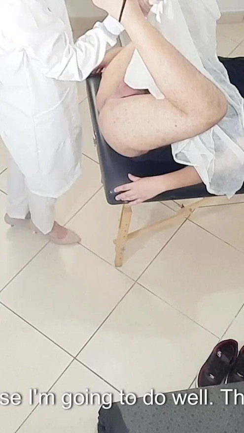A doctor who performs a prostate exam ends up sticking a strap-on in the patient's ass. | Clip 1
