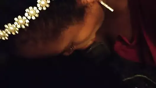 facefucked this ebony cutie after fancy dinner, she swallows
