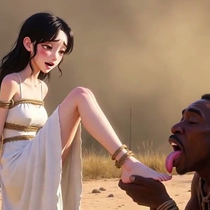 White Woman Tied in Africa - African Man Licking Her Feet
