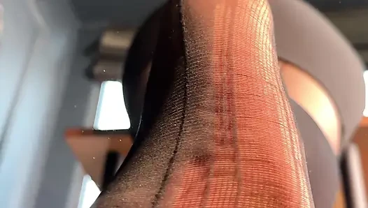 Watch Me Tease You with My Ripped Nylon Feet Through the Glass