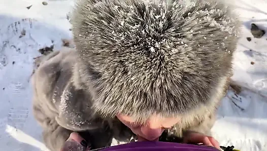 Vilu Vidish Is Sucking Dick in the Winter Forest