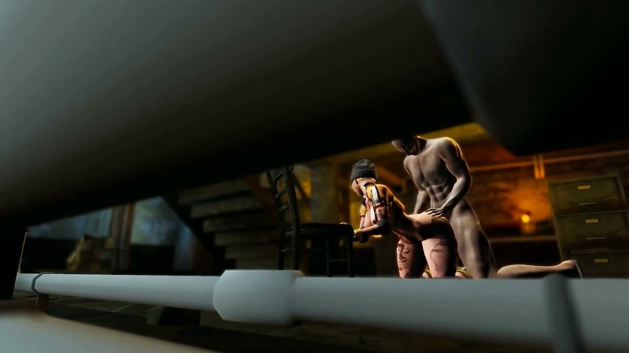 Secret Place. Tattooed Blonde Girl Accidently Found Random Sex Partner in the Basement of an Abandoned House. Emptie41