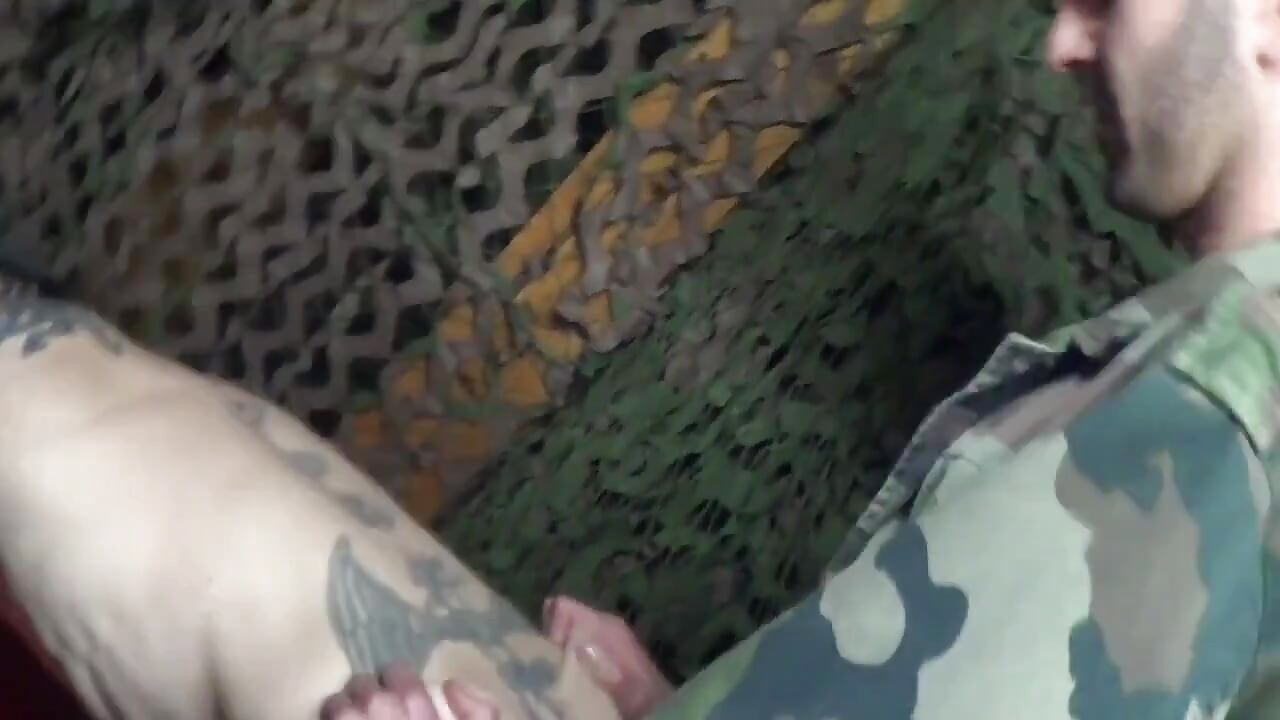 Fucked bareback in backroom by straight military but not for free