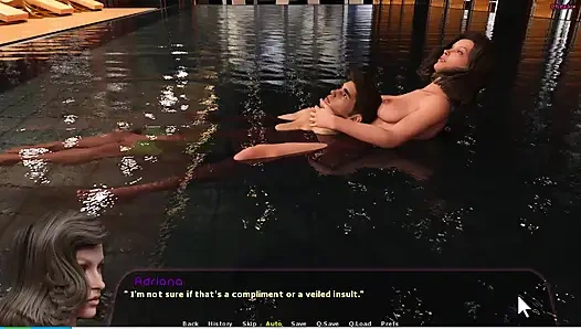 Haley hikayesi #14 - Adriana ve Haley yüzme havuzunda seksi bir an yaşadı... Johannes, Adriana'ya siktirdi.