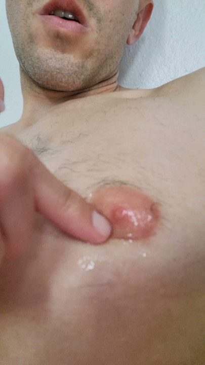 Rubbing Cum on Nipple | Clip 1