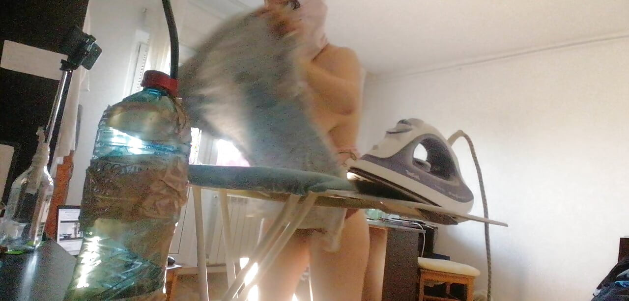 Sexy woman does yoga naked. Sexy hairy brunette, big, big ass. Sexy woman dancing naked, hairy, big.