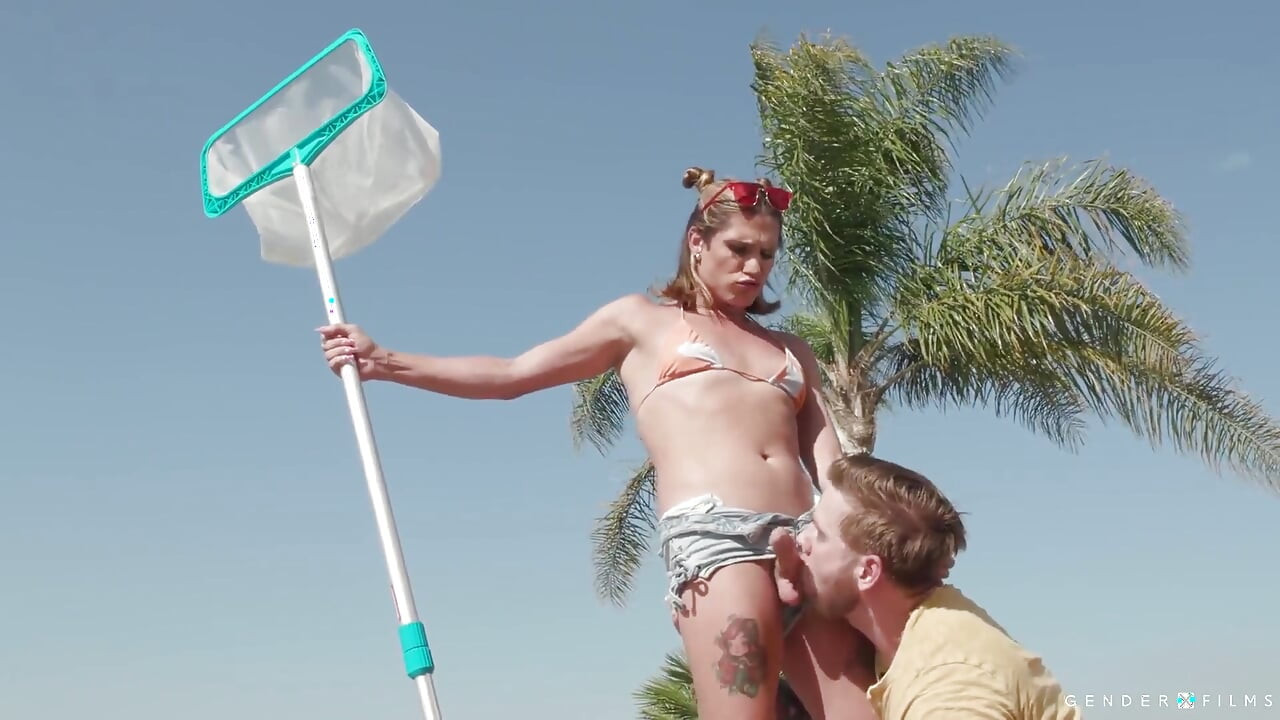 Genderx Films - Slutty Trans Poolgirl Cheers up Sad Hunk Wt Her Massive Cock