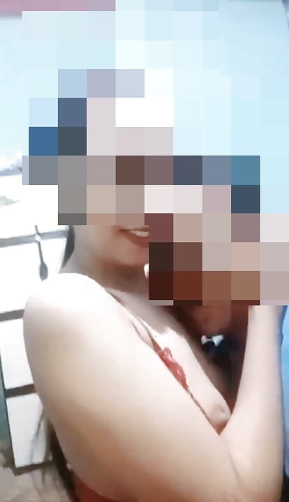 My Neighbor Shows Off Red Lingerie Crot Inside