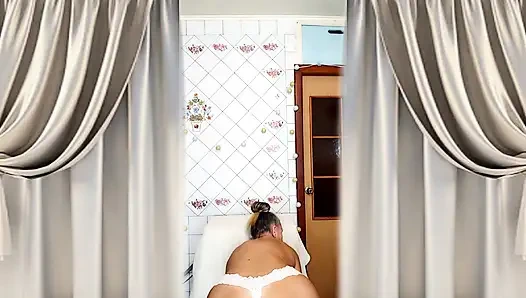 The cheerful housewife Lukerya. Noble silver hair and a cozy light.