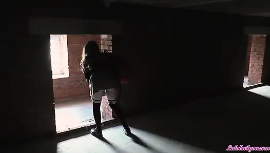 Student smoking in abandoned house sucking dick stranger and fucking
