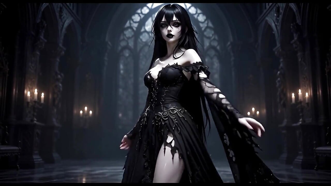 Ai Hentai - Dark Gothic Babe Solo Show Teasing, Stripping NSFW