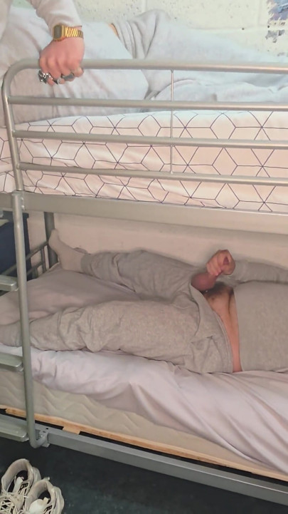 Handcuffed Prison Inmate Serviced Rough Then Stretched Wide Open Against Bunk Rail