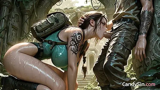 Тугую одежду Tomb Raider разорвали, как ее трахают и пропитывают спермой (Ai порно)