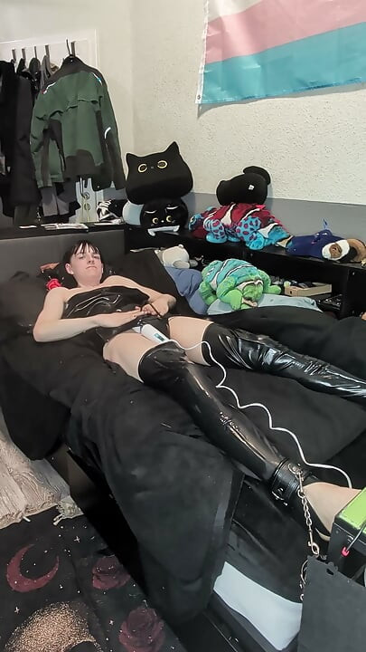 latex bondage with vibrator