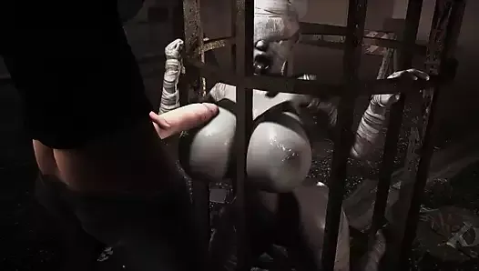 A Big Dick Presses Against the Massive Tits of a Caged Silent Hill Baddie
