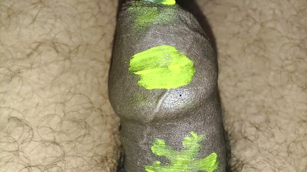 Indian desi boy painting with cock playing