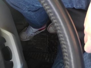 Driving in trashed converse