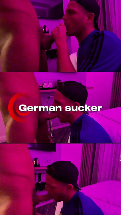 Hungry for cock and passion for sucking. German guy serves his boyfriend in hotel room