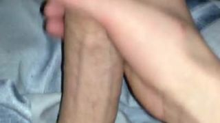 Nine inch shaven cock wank and cum