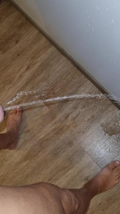 Bathrobe, cock out and just let the piss run. 🥰
