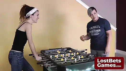 A Strip Foosball Game Promises a Spanking Treat at the End