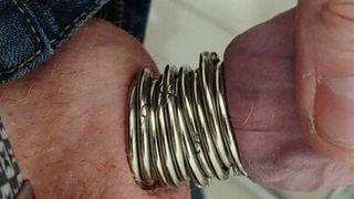 Many Cock rings stuck on my cock