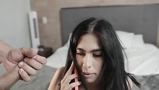 I fuck my stepsister while she's talking to her husband on the phone