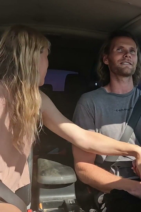 Sexy Blonde Swallows Cum After Road Head