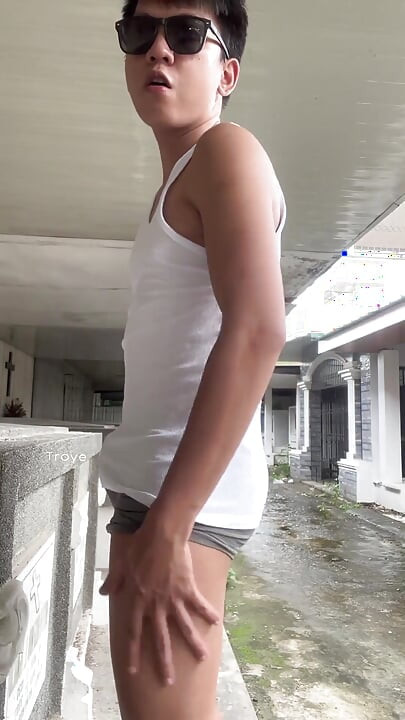 Boy in White Sando and His Huge Veiny Cock