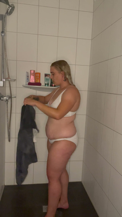 Bonie&Clyde masturbating satisfyer Hot water trembling twitching moaning blonde solo horny multiple orgasms I cum shower shower head | Clip 3