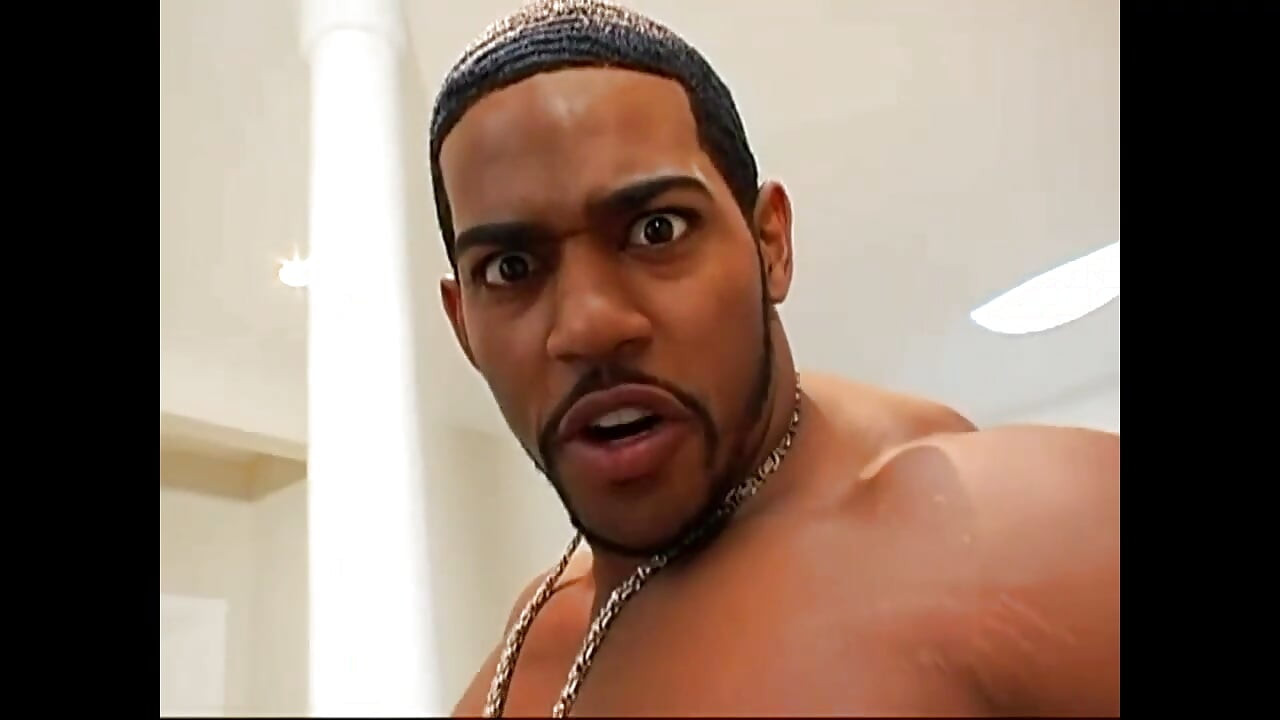 Puta preta em botas pretas sensuais tem uma foda anal a três