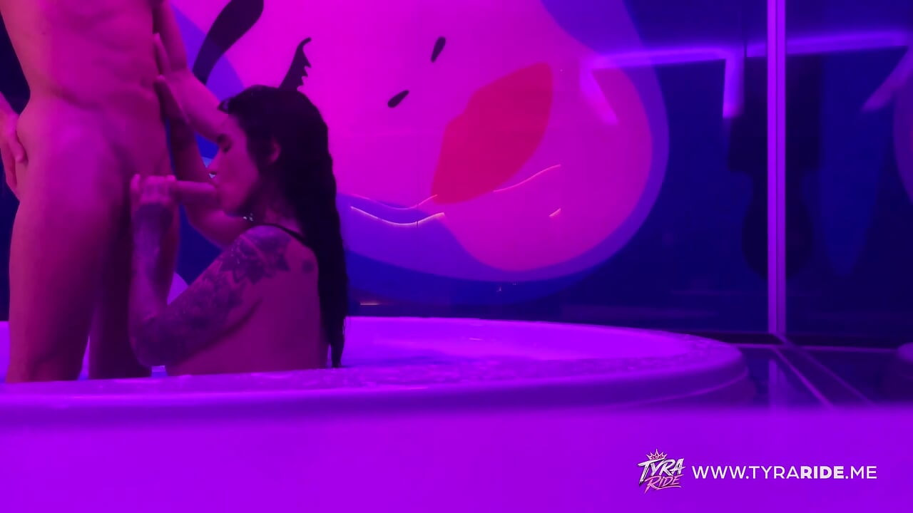 Tattooed MILF Drains Stepbrother Cock in Sauna