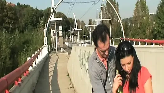 Czech teen fucked fucked by her stepdad in public