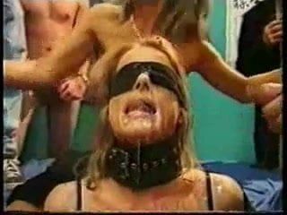 Blindfold bukkake slave part2