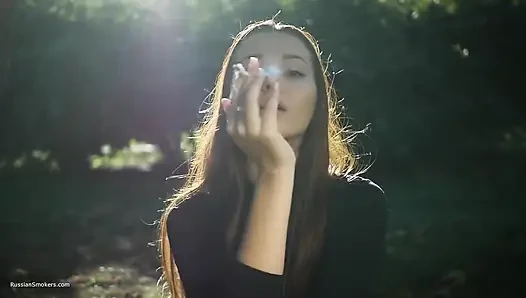 Seductive Russian Beauty Smoking Cigarette Outdoor Vibes