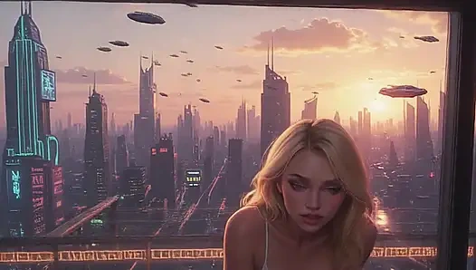 2099 Olivia in the Future Suggestive Teasing showing her Ample Cleavage Part 1