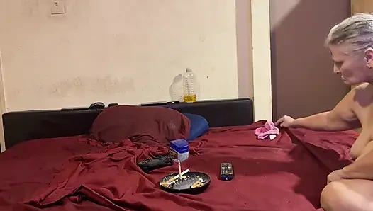 My bbw slut getting her pussy plowed deep on her stomach dirty talking