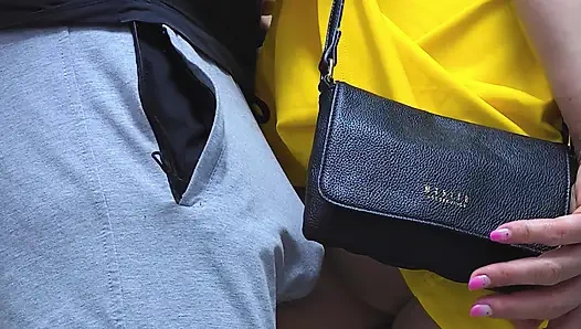 Stranger Touch her Butt without permission with his erection and CUMS Hard Inside Bus Vehicle by Girl's Hand