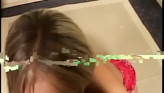 Dirty blonde strips to suck dude's prick after good footjob