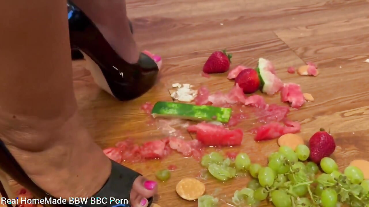 Squashing Different Fruits Cans Eggs with My High Heels