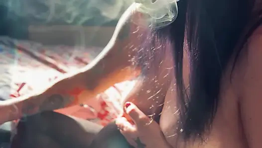 Tits Out & Smoking In Sunlight With The Luscious Pantyhose Wearing Tina Snua - Cone Exhales Nose Exhales OMI OME Drifting