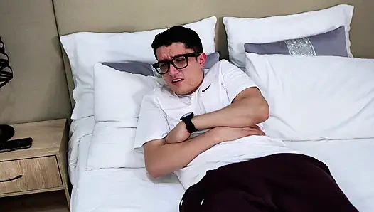 Beautiful pink pussy brunette gives me an intense treatment and relieves my huge cock