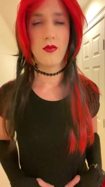 Goth Crossdresser Teasing