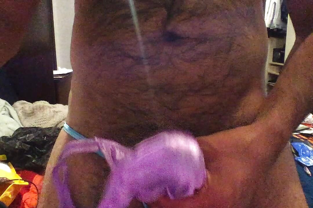 Satin Panties Wrapped Around My Throbbing Uncut Cock