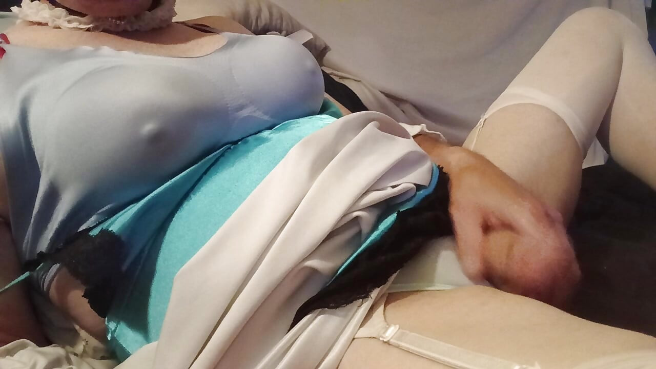 Panty boy plays in Blue