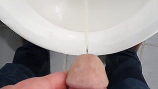 Pee in public toilet